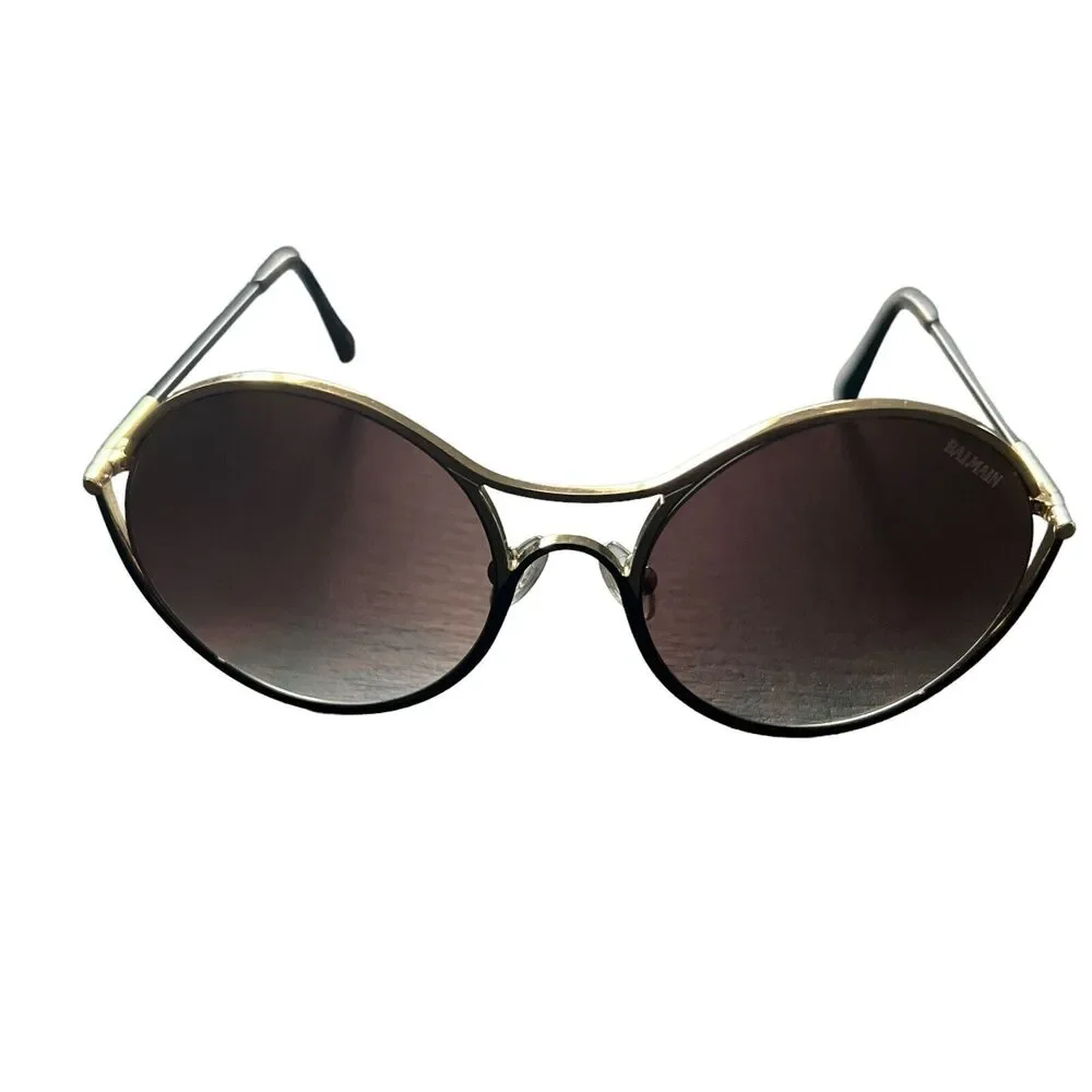 BALMAIN 52mm Round Sunglasses Gold
